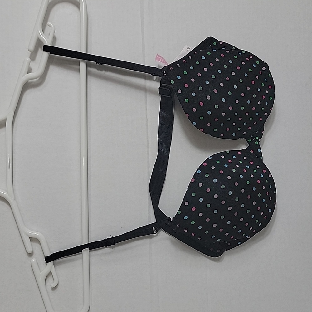 Victoria's Secret Black W/ Colorful Polka Dot Underwire Bra, 34B